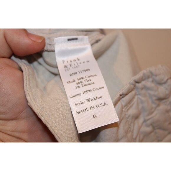 Frank & Eileen Wicklow The Italian Chino light tan khaki size 6 cotton flax - Picture 5 of 10